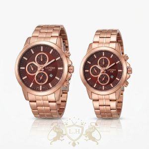 ست ساعت سیتیزن VIP رزگلد زنانه و مردانه موتور اصل ژاپن cit-set-03