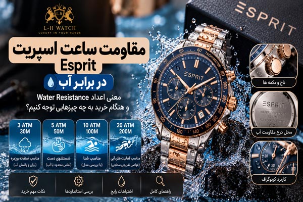 مقاومت ساعت اسپریت Esprit در برابر آب؛ معنی اعداد Water Resistance