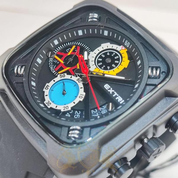 ساعت مردانه اکستری مربعی مشکی موتور میوتا ژاپن بند رابر lh-m-xtry-002